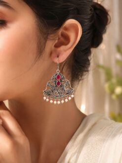 Peacock Hook Earring Elegant Traditional Designer Brass Jewelry