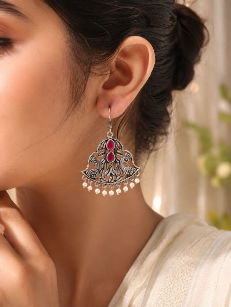 Peacock Hook Earring – Elegant Jewelry for a Ethnic Style
