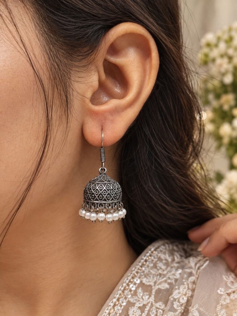 Oxidised Jhumka Earrings – Stunning Traditional Design for Elegant Everyday Style
