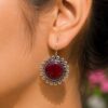 Floral Round Hook Earring Elegant Brass Traditional Jewelry for Women