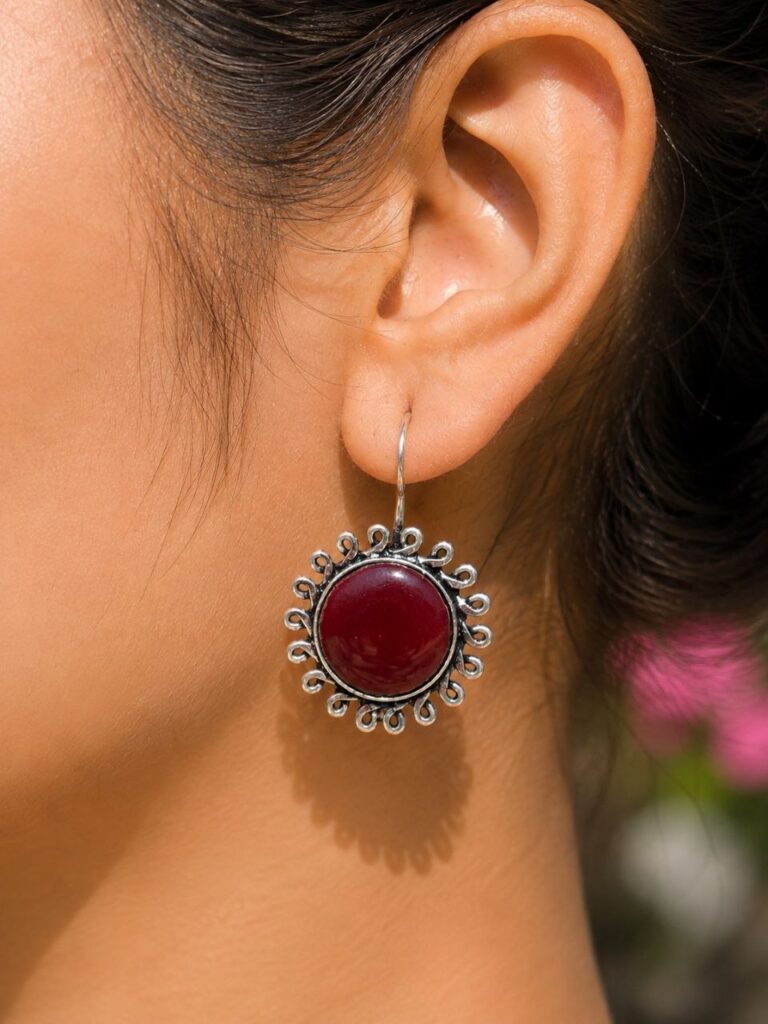 Floral Round Hook Earring – Dazzling Traditional Jewelry for Women