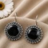 Floral Round Hook Earring Elegant Brass Traditional Jewelry for Women