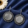 Floral Round Hook Earring Elegant Brass Traditional Jewelry for Women