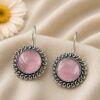Floral Round Hook Earring Elegant Brass Traditional Jewelry for Women