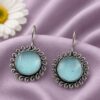Floral Round Hook Earring Elegant Brass Traditional Jewelry for Women