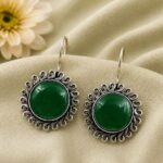 Floral Round Hook Earring – Dazzling Traditional Jewelry for Women - "Green"