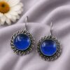 Floral Round Hook Earring Elegant Brass Traditional Jewelry for Women