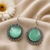 Floral Round Hook Earring Elegant Brass Traditional Jewelry for Women