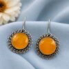 Floral Round Hook Earring Elegant Brass Traditional Jewelry for Women