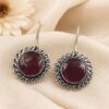 Floral Round Hook Earring Elegant Brass Traditional Jewelry for Women