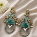 Two Tone Peacock Earring – Exquisite Elegant Traditional Jewelry for Women - "MInt"