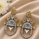 Two Tone Peacock Earring – Exquisite Elegant Traditional Jewelry for Women - "Grey"
