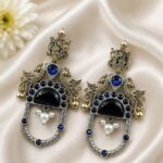 Two Tone Peacock Earring – Exquisite Elegant Traditional Jewelry for Women - Blue