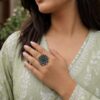 Vintage Flower Ring Elegant Floral Brass Statement Jewelry for Women