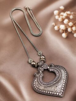 Premium Silver Necklace Elegant Designer Silver Tone Brass Jewelry