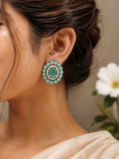 Beautiful Round Stud Earring Elegant Designer Premium Brass Jewelry