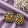 Beautiful Round Stud Earring Elegant Designer Premium Brass Jewelry