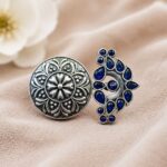 Oxidized Floral Ring – Gorgeous Traditional Jewelry for Elegant Style - Blue