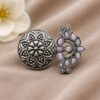 Oxidized Floral Ring – Gorgeous Traditional Jewelry for Elegant Style 17 Oxidized Floral Ring Elegant Traditional Flower Design Brass Jewelry