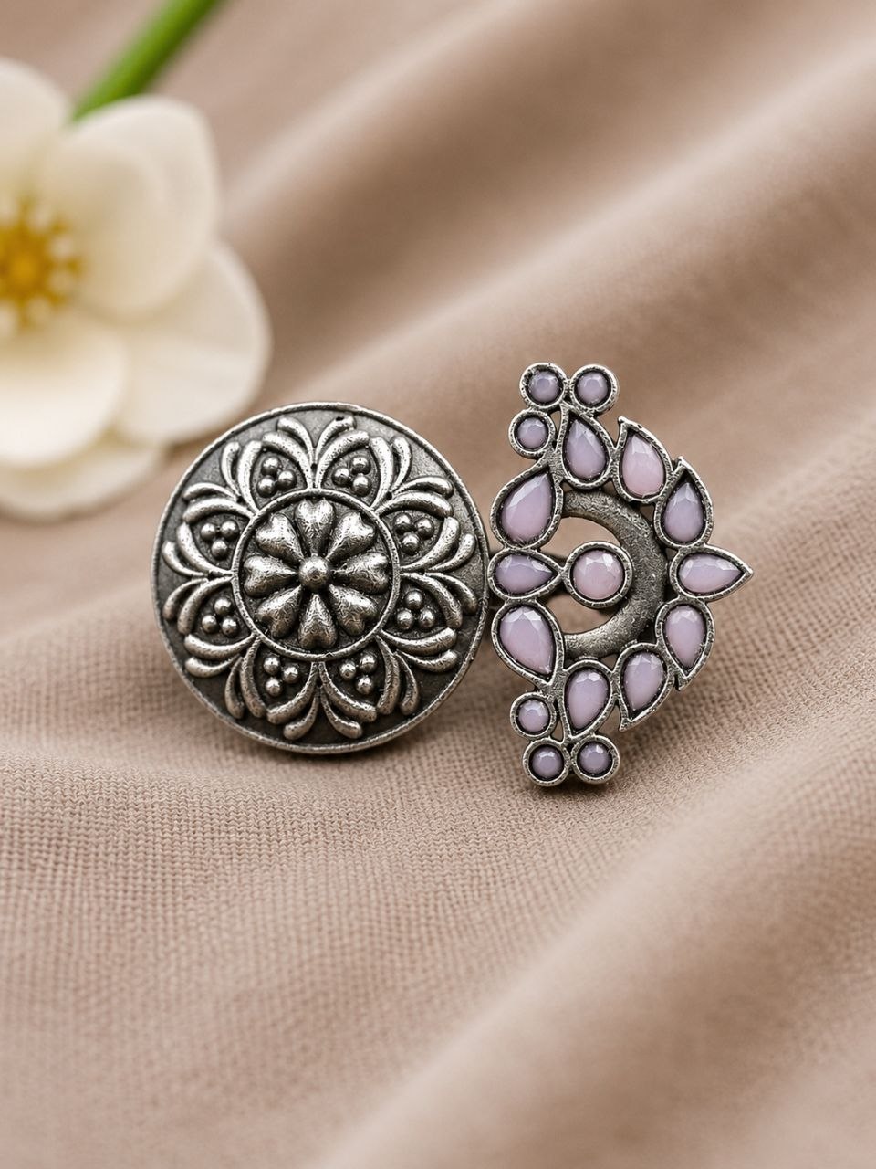 Oxidized Floral Ring – Gorgeous Traditional Jewelry for Elegant Style 7 Oxidized Floral Ring Elegant Traditional Flower Design Brass Jewelry