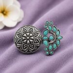Oxidized Floral Ring – Gorgeous Traditional Jewelry for Elegant Style - "MInt"
