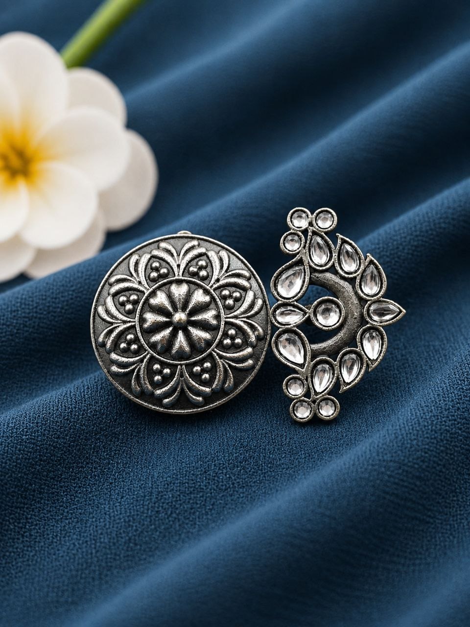 Oxidized Floral Ring – Gorgeous Traditional Jewelry for Elegant Style 9 Oxidized Floral Ring Elegant Traditional Flower Design Brass Jewelry