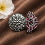 Oxidized Floral Ring – Gorgeous Traditional Jewelry for Elegant Style - "Red"