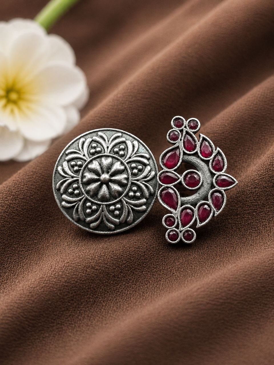 Oxidized Floral Ring – Gorgeous Traditional Jewelry for Elegant Style 11 Oxidized Floral Ring Elegant Traditional Flower Design Brass Jewelry