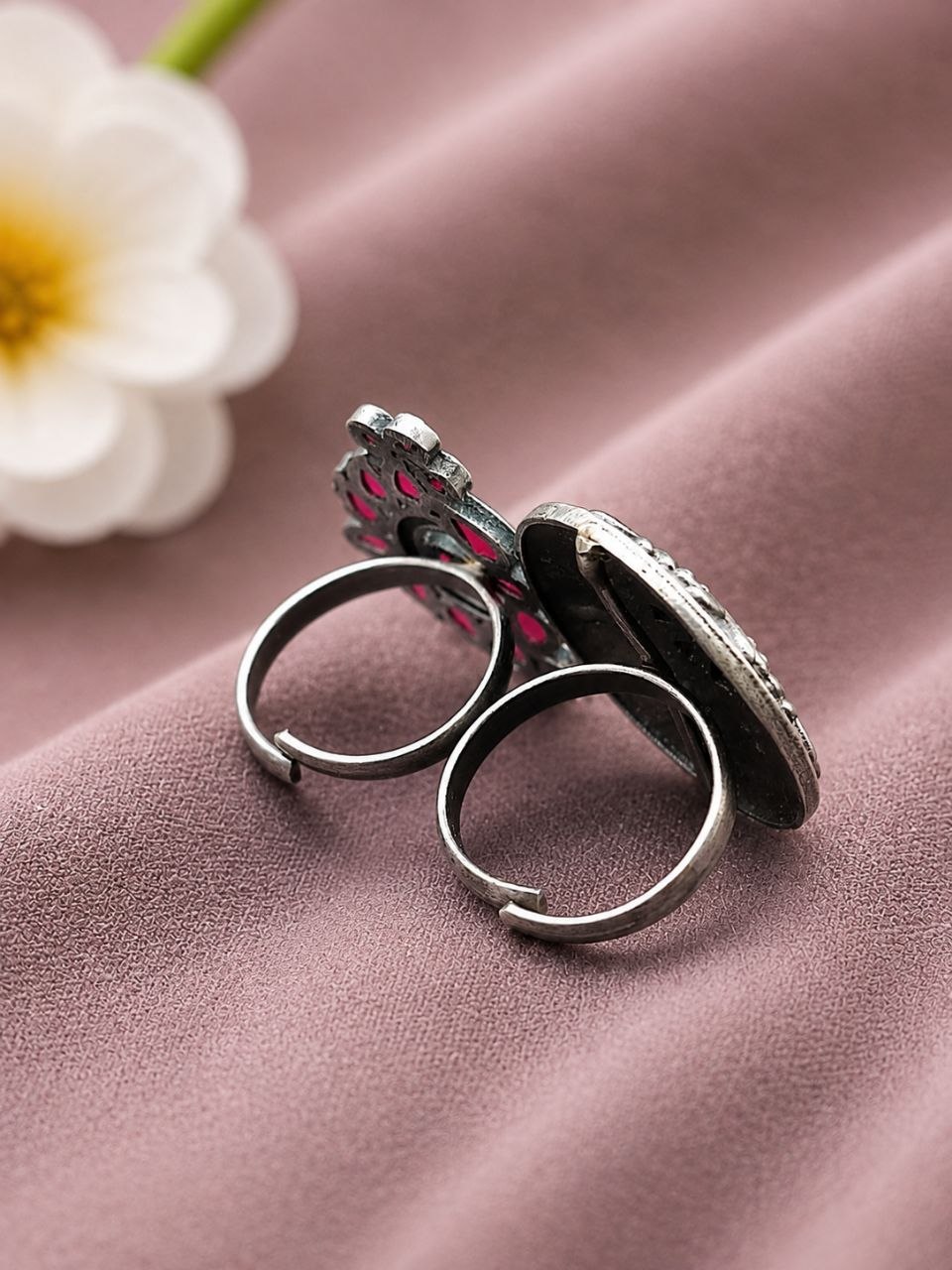 Oxidized Floral Ring – Gorgeous Traditional Jewelry for Elegant Style 6 Oxidized Floral Ring Elegant Traditional Flower Design Brass Jewelry