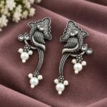 Oxidized Unique Bird Earring – Traditional Jewelry for Every Occasion - "White"
