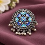 Adjustable Meenakari Ring – Elegant and Stunning Traditional Jewelry - "Aqua-Blue"