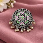 Adjustable Meenakari Ring – Elegant and Stunning Traditional Jewelry - ''Babypink-Mint''