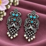 Stylish Peacock Earring – Gorgeous Traditional Jewelry for Elegant Occasions - "Aqua"