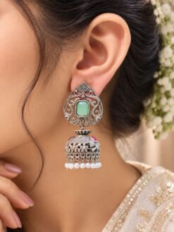 Oxidized Silver Jhumka Earring traditional brass jewelry premium polish elegant ethnic fashion accessory