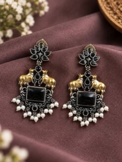 Two Tone Nandi Earring stunning traditional brass ethnic jewelry