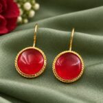 Gold Plated Round Hook Earring – Elegant Jewelry for Every Occasion - "Red"