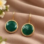 Gold Plated Round Hook Earring – Elegant Jewelry for Every Occasion - "Green"