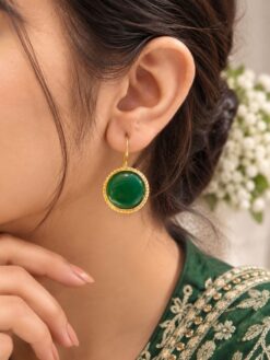 Gold Plated Round Hook Earring elegant brass jewelry premium gold finish