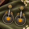 Two Tone Bird Earring with artistic bird design and premium polished finish