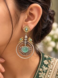 Two Tone Bird Earring with artistic bird design and premium polished finish