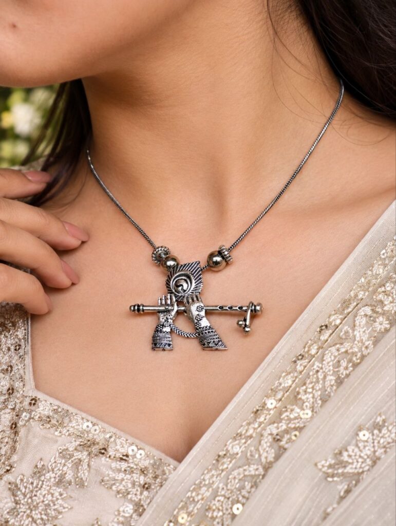 Oxidized Silver Necklace Set Traditional Jewelry for Elegant Festive Looks