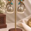 Two Tone Peacock Jhumka Earring with elegant peacock design and premium brass finish