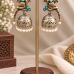 Two Tone Peacock Jhumka Earring for Elegant Traditional Looks - "Aqua"
