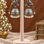 Two Tone Peacock Jhumka Earring for Elegant Traditional Looks - "White"