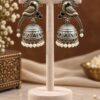 Two Tone Peacock Jhumka Earring with elegant peacock design and premium brass finish