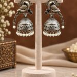 Two Tone Peacock Jhumka Earring for Elegant Traditional Looks - "Black"