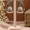 Two Tone Peacock Jhumka Earring with elegant peacock design and premium brass finish