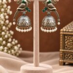 Two Tone Peacock Jhumka Earring for Elegant Traditional Looks - "Green"