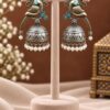 Two Tone Peacock Jhumka Earring with elegant peacock design and premium brass finish