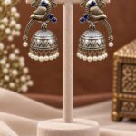 Two Tone Peacock Jhumka Earring for Elegant Traditional Looks - Blue